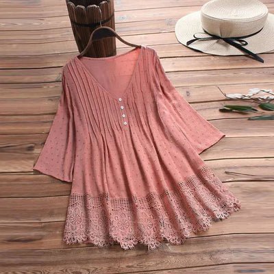 Abigail™ - Vintage Casual Lace Shirt - veyora