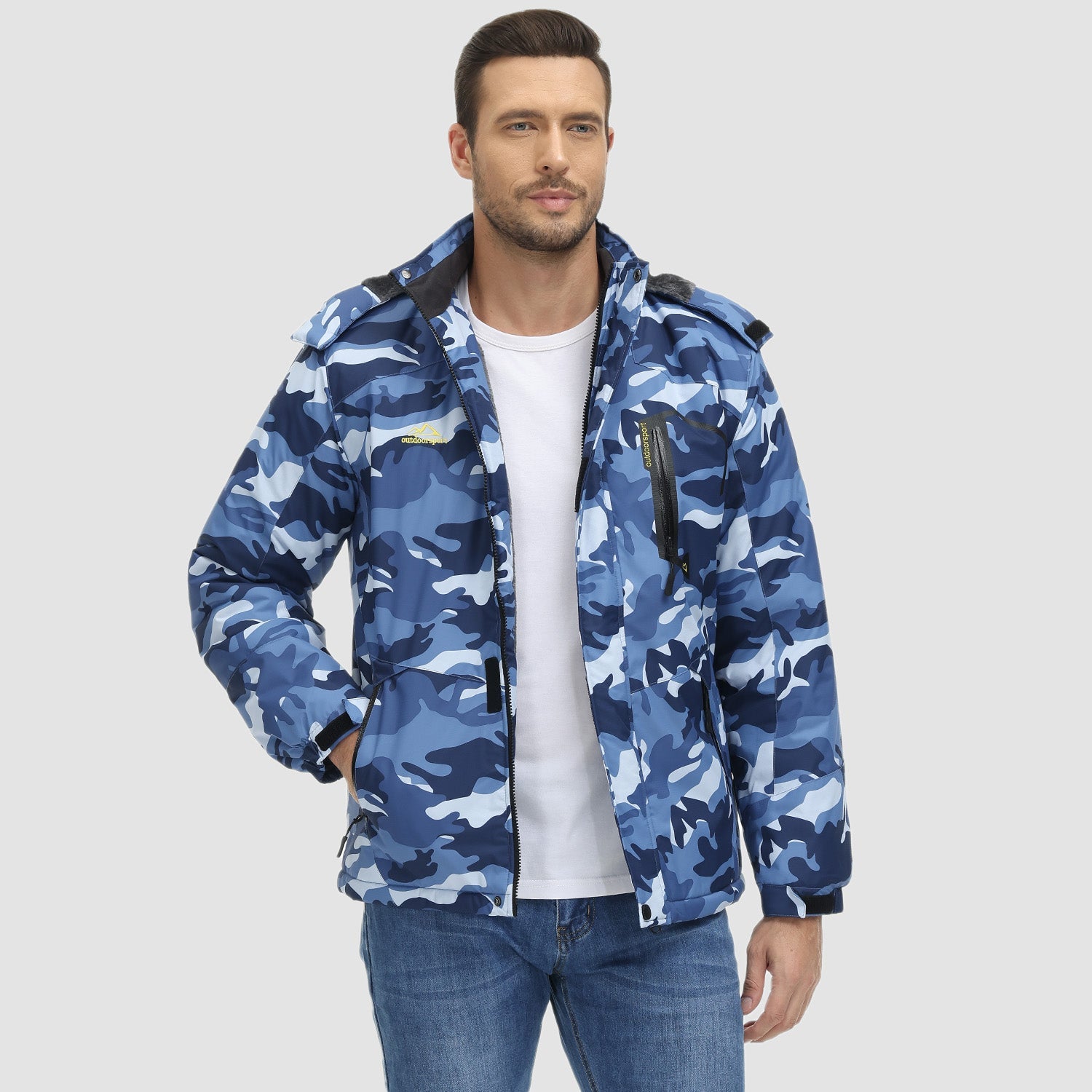 Men's Water-Repellent Winter Ski Jacket with Fleece Lining