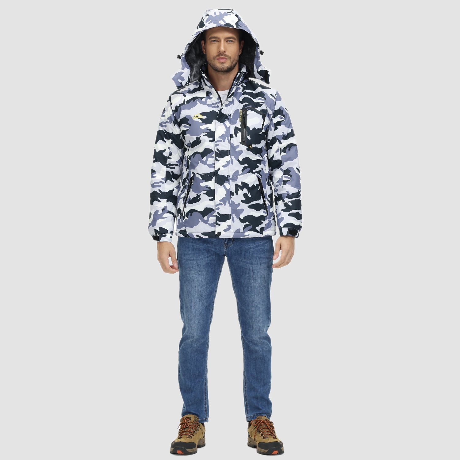 Men's Water-Repellent Winter Ski Jacket with Fleece Lining