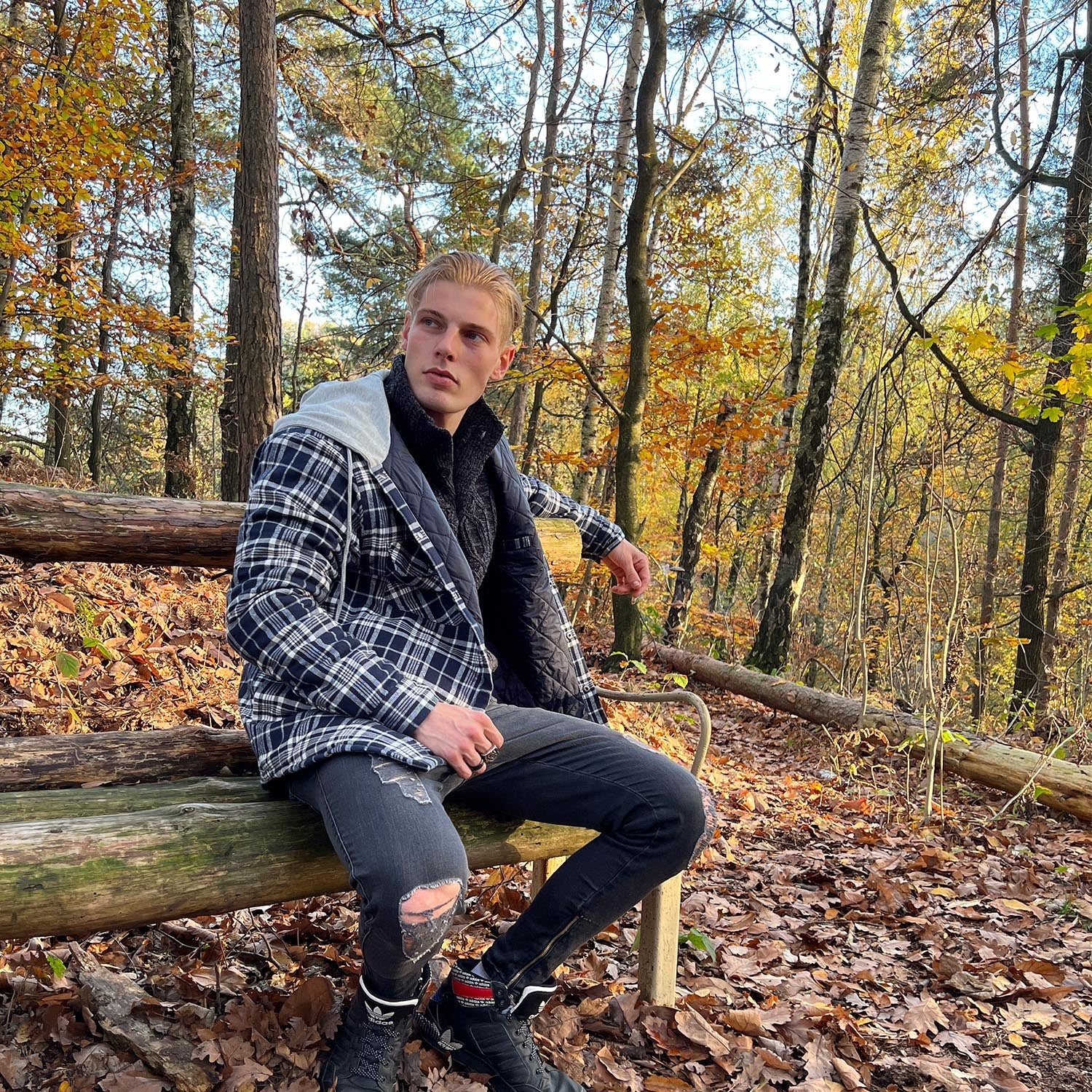 Men's Quilted Flannel Jacket with Hood – Warm & Casual - veyora
