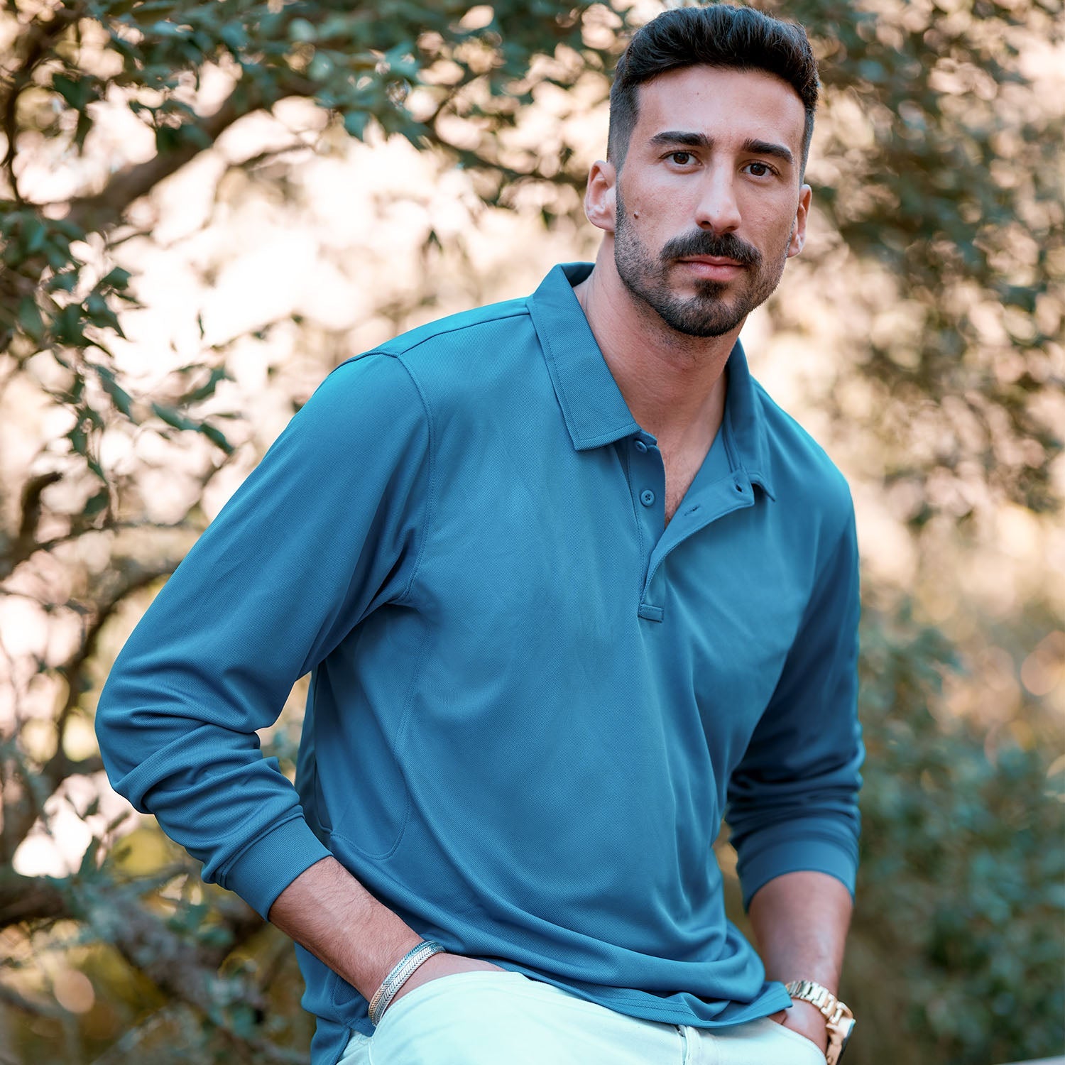 Men's Quick Dry Tactical Polo - Long Sleeve Performance Shirt