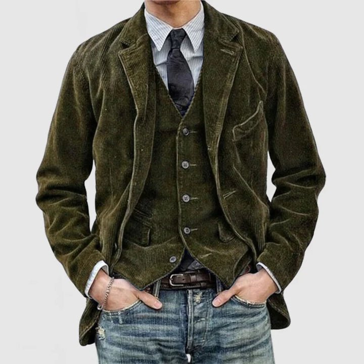 Stylish Vintage Blazer and Vest Set - veyora