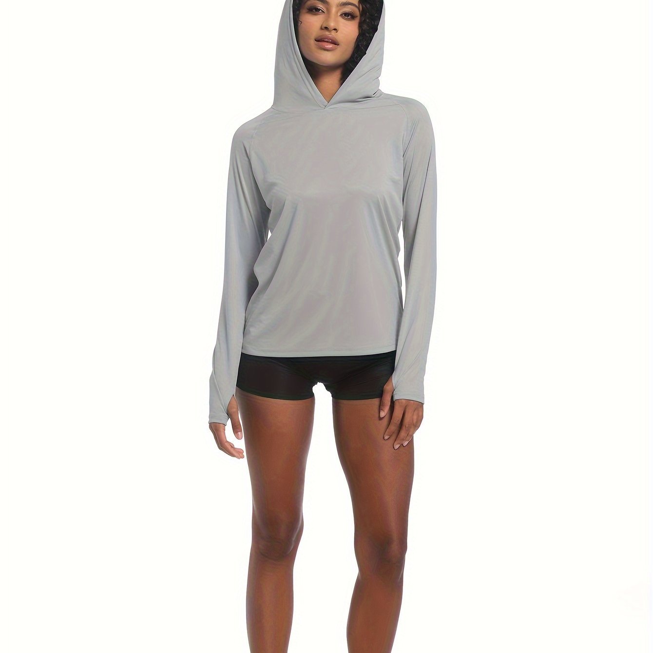 Women's Lightweight Long Sleeve Hoodie for Sun Protection - Ideal for Hiking and Fishing, Outdoor Casual Shirt, Polyester, Machine Washable - veyora