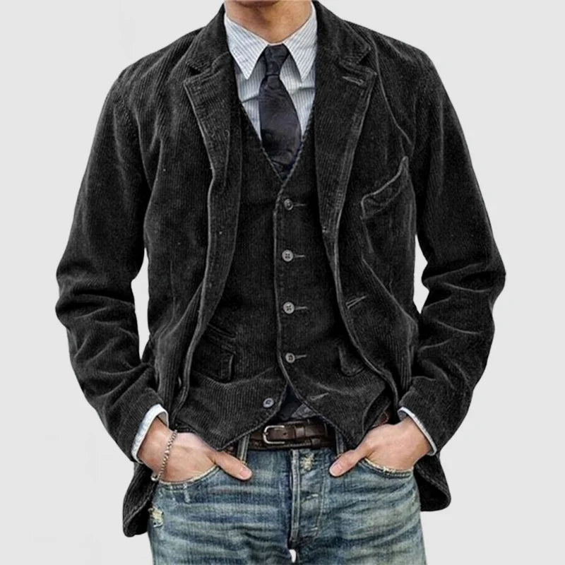 Stylish Vintage Blazer and Vest Set - veyora