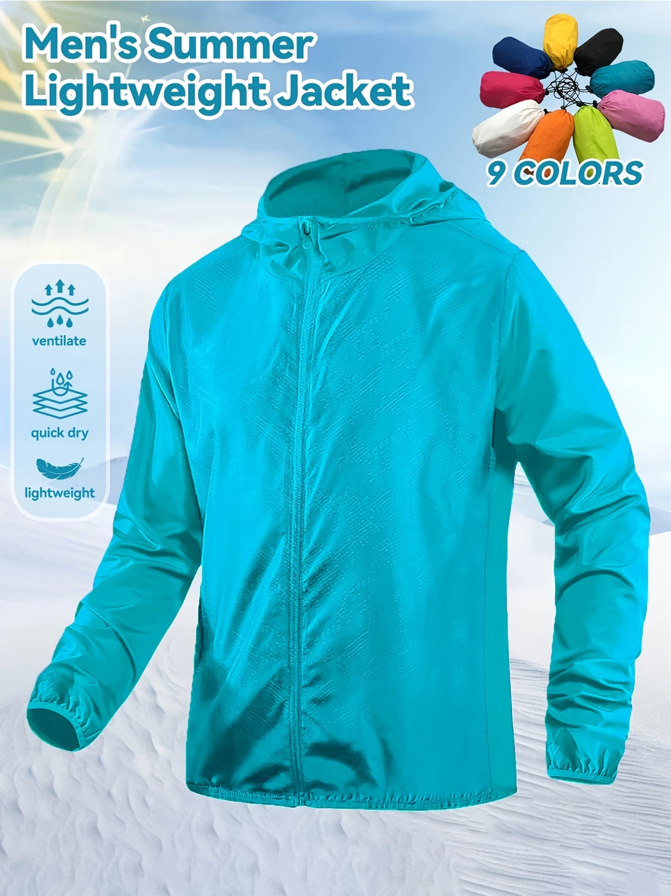 Men's & Women's Lightweight High Quality Hooded Jacket - Quick-Dry Summer Outdoor Sun Shirt with Pockets for Hiking, Climbing, Running, Golf - 9 Color Options, Climbing Apparel | Stylish Functional Wear | Breathable Fabric, Hiking Accessories