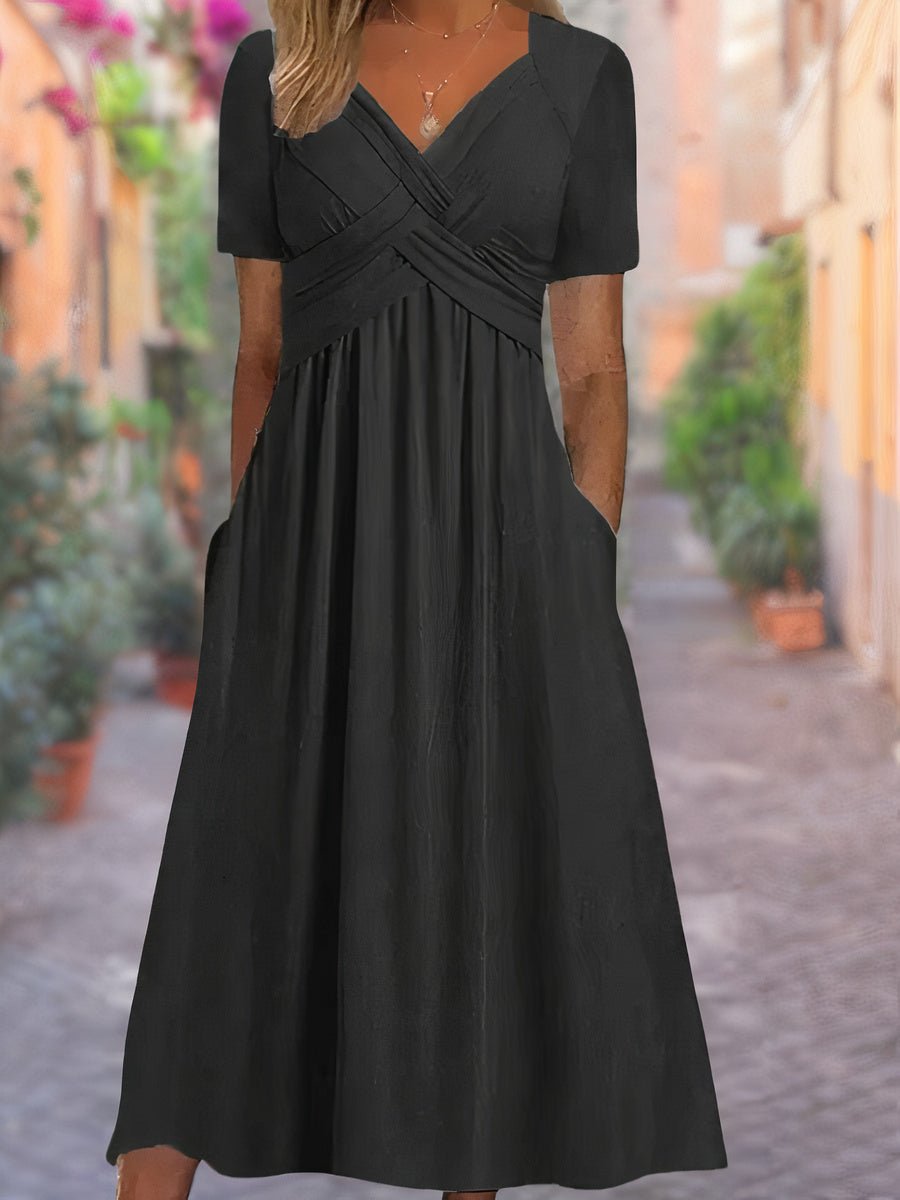 Aria™ - Comfortable V - Neck Dress - veyora