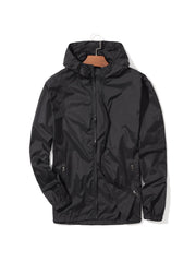 Lightweight Breathable Quick - Dry UV Protection Hooded Windbreaker Jacket for Men & Women - Spring Summer Outdoor Casual Wear, Bright Red with Black Accents, Machine Washable - veyora