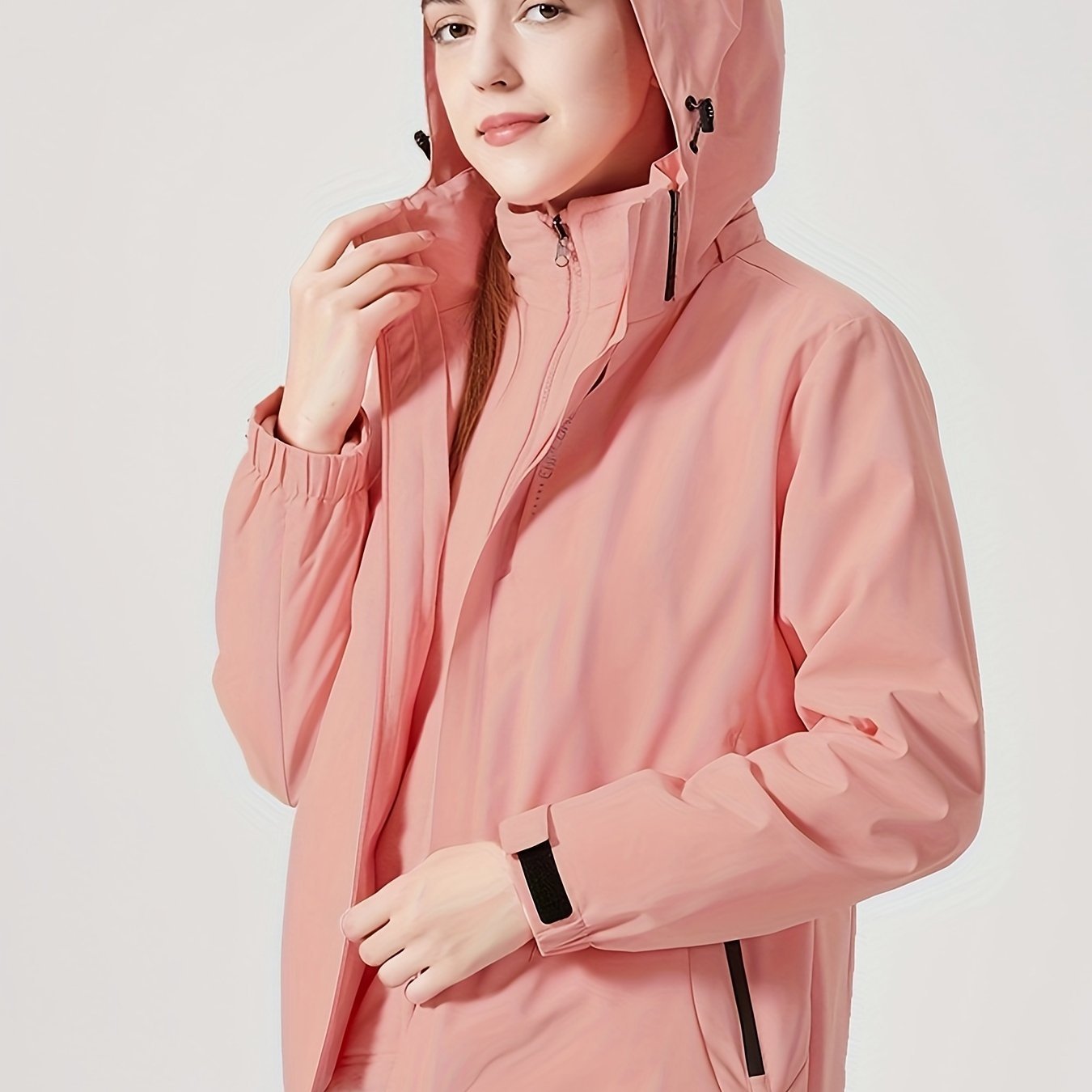 Women's Lightweight Windproof Hooded Jacket - Breathable, Comfortable Outdoor Coat for Fall & Winter Activities, Purple, Zip - Up Design with Pockets, Perfect for Hiking & Casual Wear - veyora
