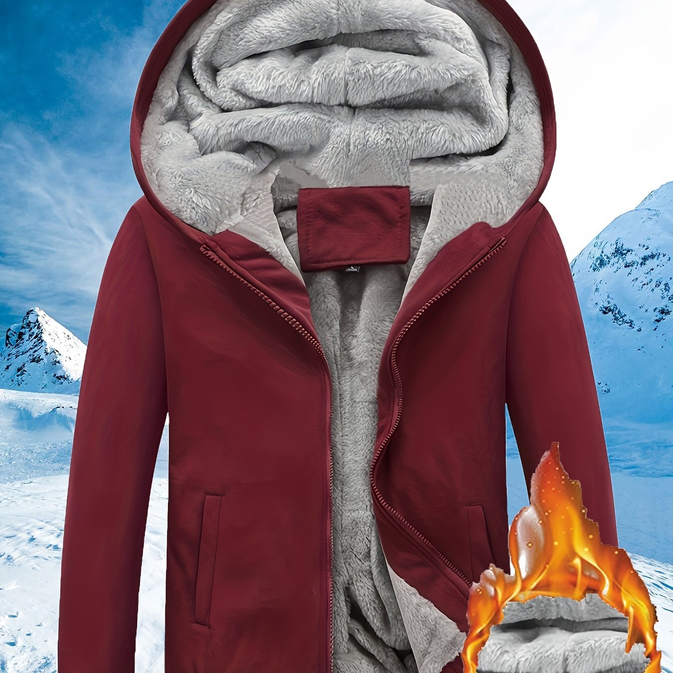 Color Block Fleece Hooded Jacket - Winter Warm Zipper Casual Hoodie - Women's Clothing - veyora