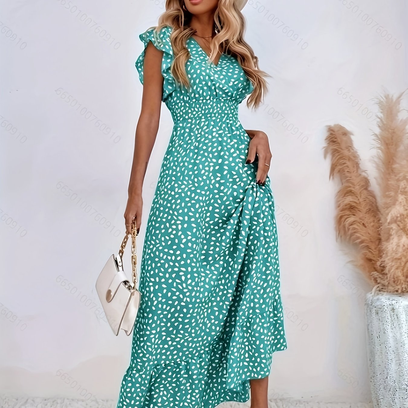 Vacation - Themed Floral Waist - Tied Dress - veyora