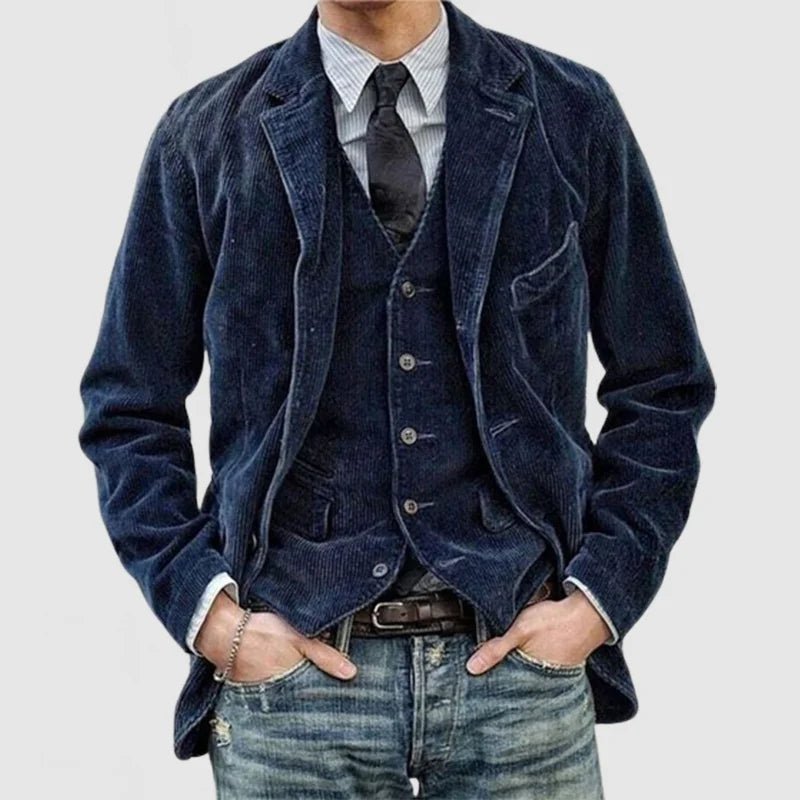 Stylish Vintage Blazer and Vest Set - veyora