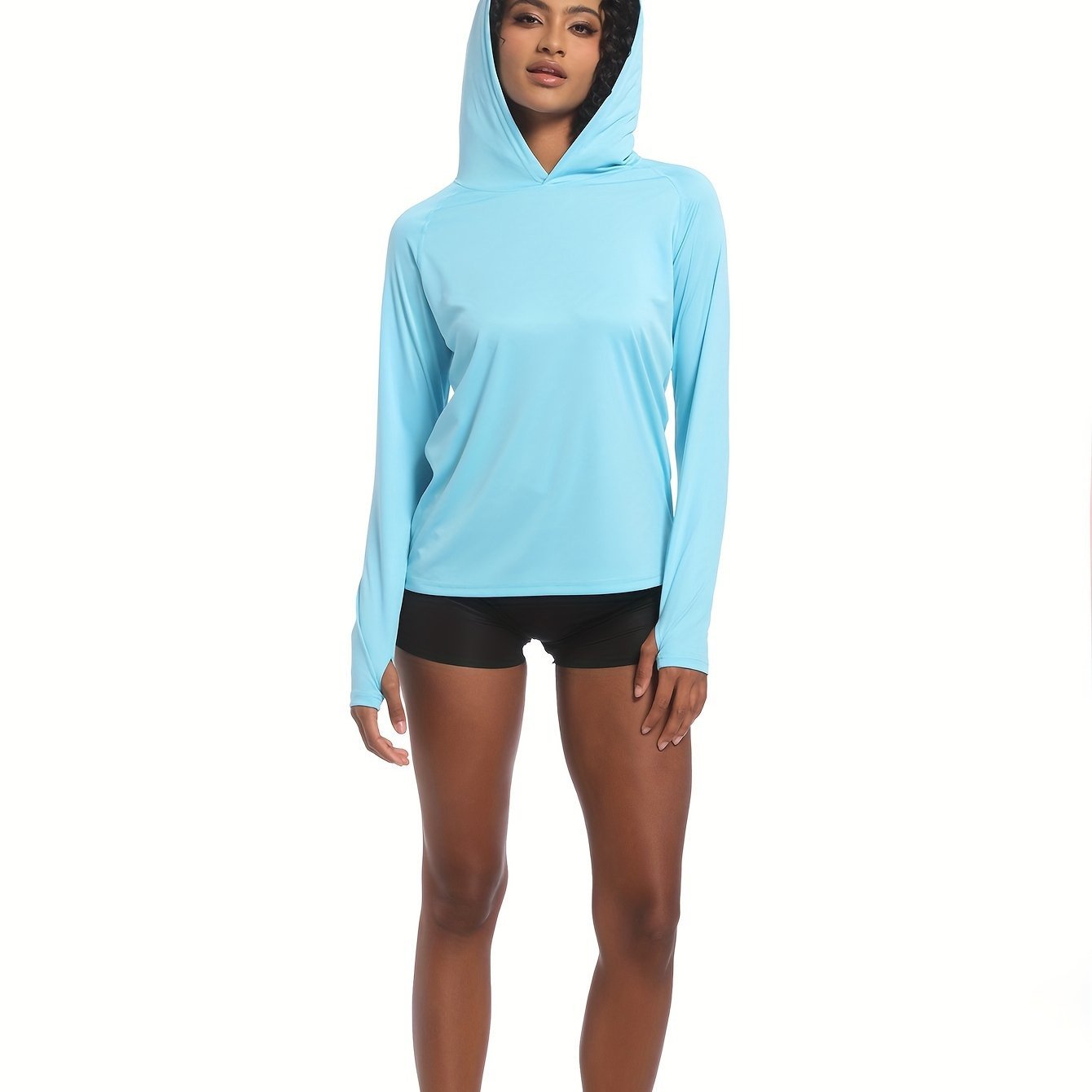 Women's Lightweight Long Sleeve Hoodie for Sun Protection - Ideal for Hiking and Fishing, Outdoor Casual Shirt, Polyester, Machine Washable - veyora