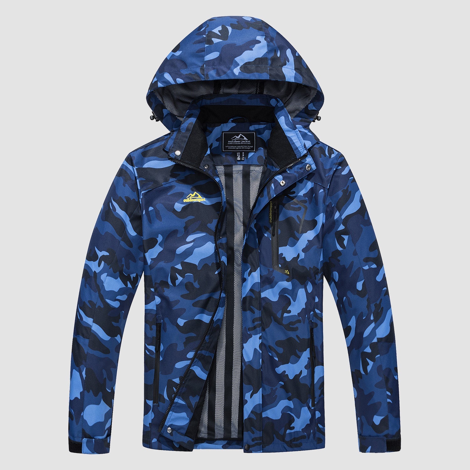 Men's Lightweight Rain Jacket with Detachable Hood for Hiking