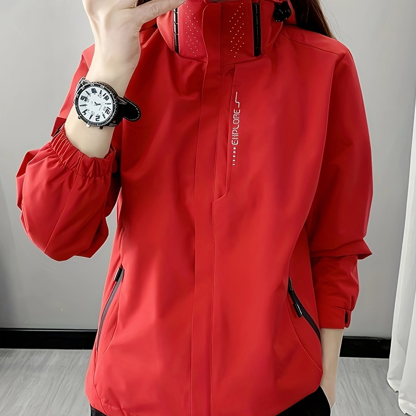 Women's Lightweight Windproof Hooded Jacket - Breathable, Comfortable Outdoor Coat for Fall & Winter Activities, Purple, Zip - Up Design with Pockets, Perfect for Hiking & Casual Wear - veyora