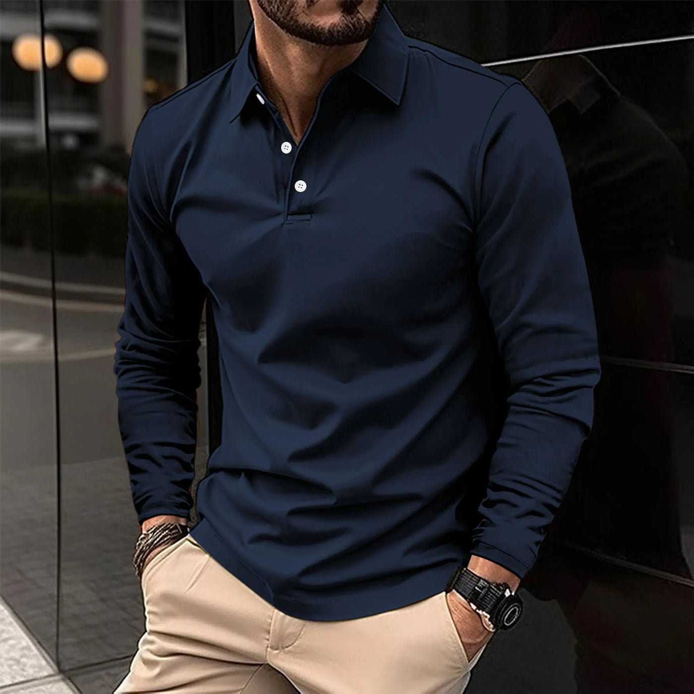 Casual Long - Sleeved Polo - veyora