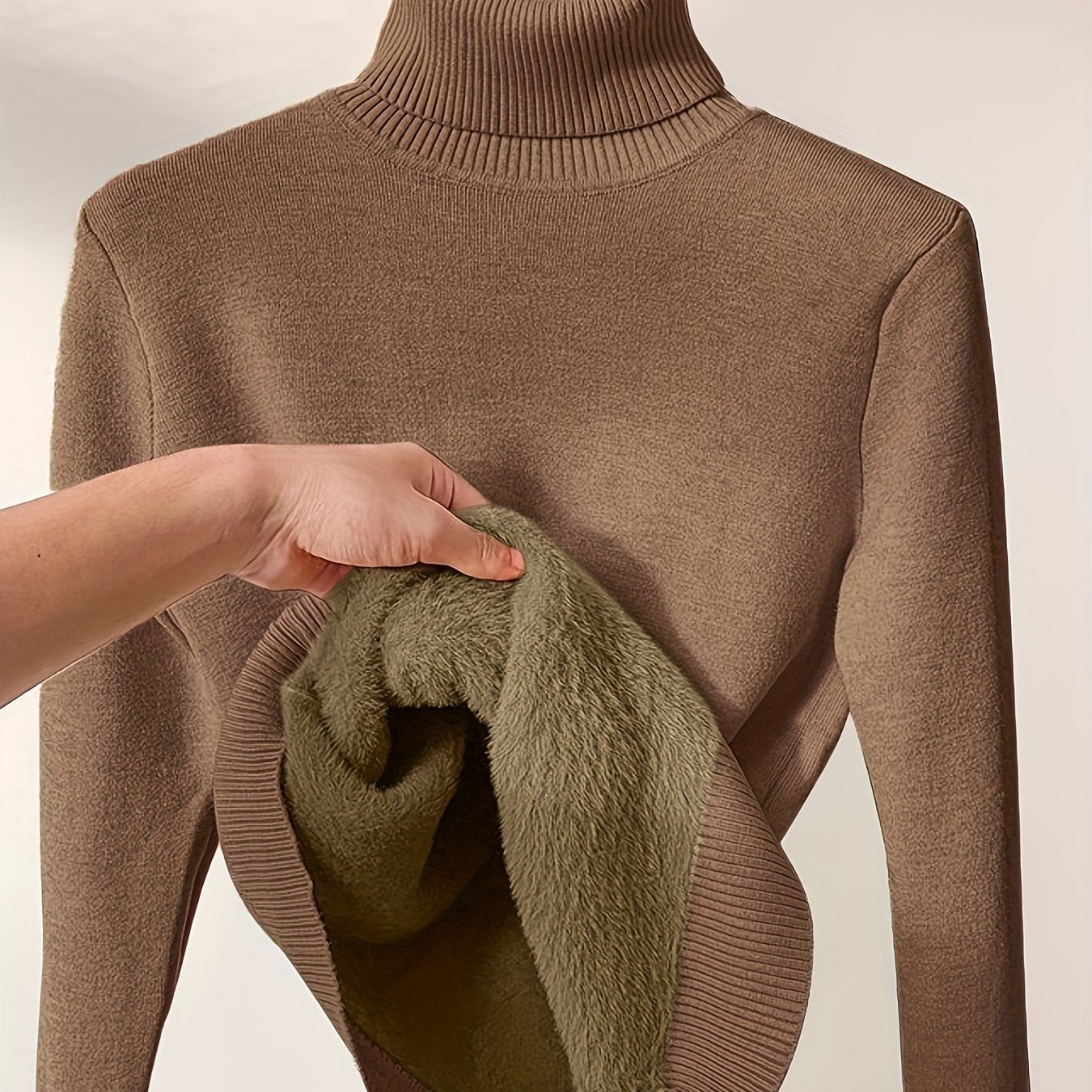 Long Sleeve Solid Turtle Neck Pullover Sweater, Casual Thermal Sweater For Fall & Winter, Women's Clothing - veyora