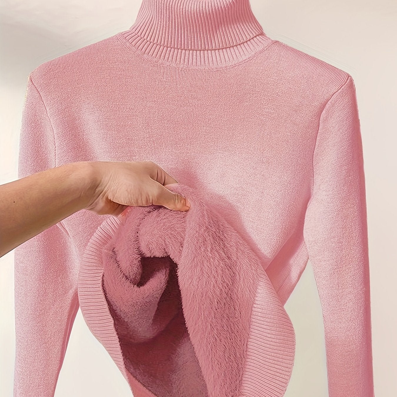 Long Sleeve Solid Turtle Neck Pullover Sweater, Casual Thermal Sweater For Fall & Winter, Women's Clothing - veyora