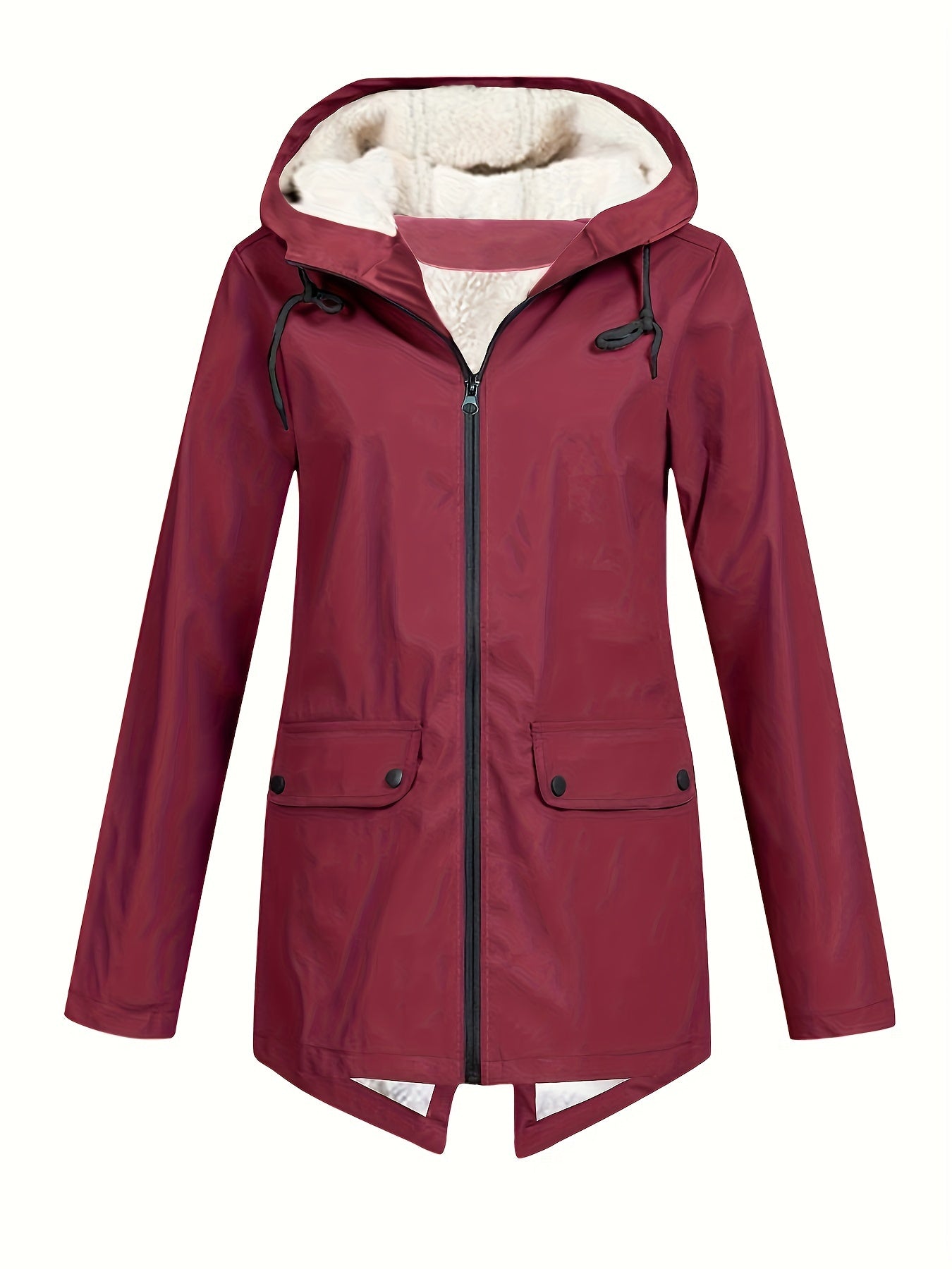 Women's High Quality Hooded Windbreaker Jacket - Navy Blue with Faux Fur Trim, Zippered Pockets, and Adjustable Hood for Outdoor Winter Activities, Cold Weather Apparel | Casual Outdoor Style | Plush Lined Comfort - veyora
