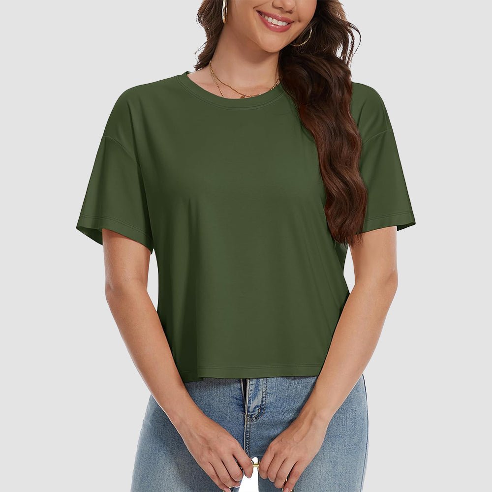 【New In】Women's Cotton UPF 50+ Summer Crop Top T-Shirt - veyora
