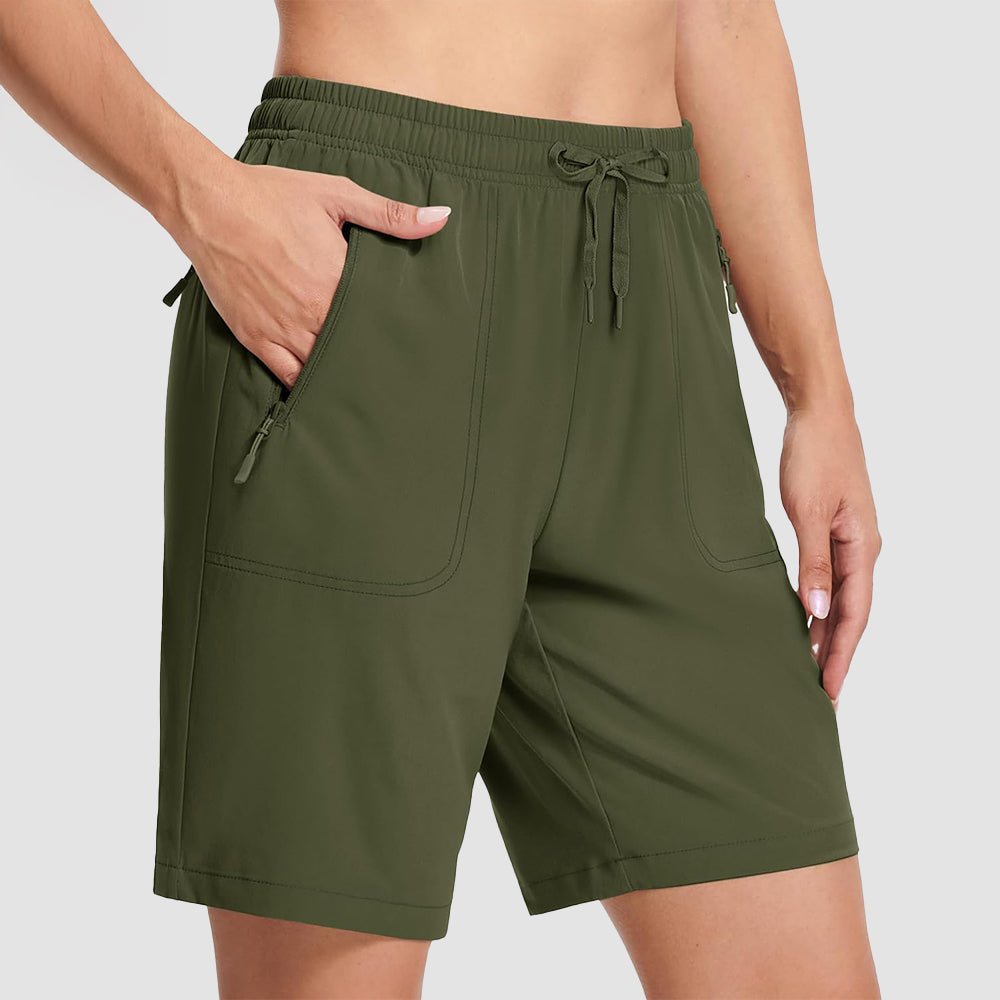 【New In】 Women’s 8 Inch Water‑Resistant Hiking Golf Shorts 3 Zipper Pockets - veyora