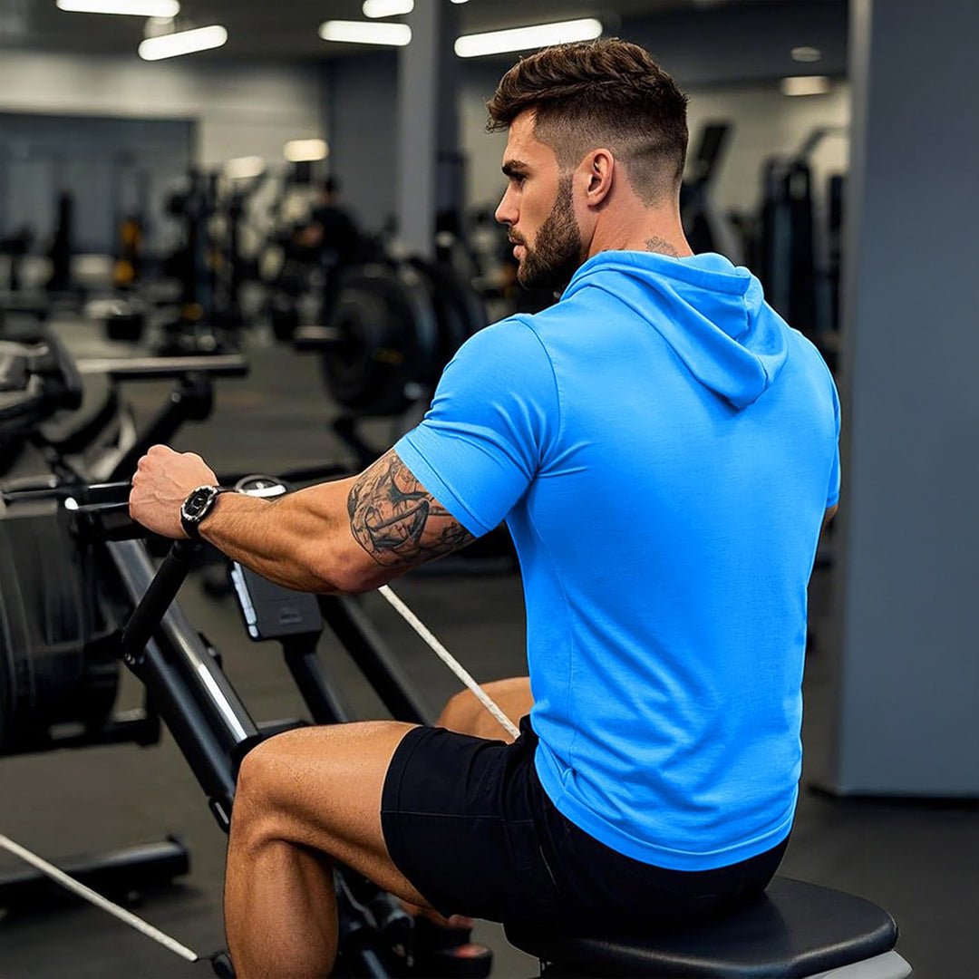 Mens Fashion Athletic Hoodies T-shirt Sport Sweatshirt Solid Color - veyora