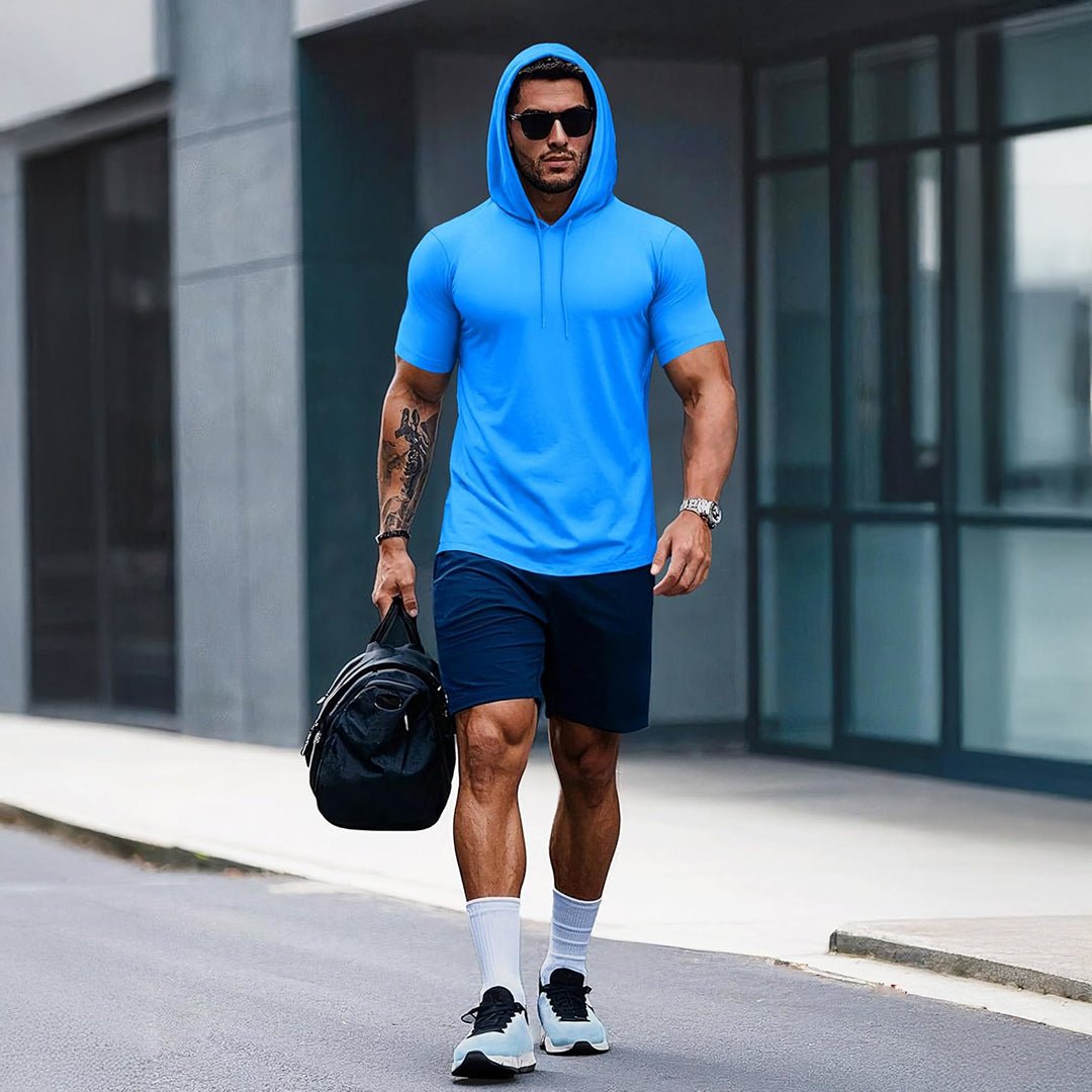 Mens Fashion Athletic Hoodies T-shirt Sport Sweatshirt Solid Color - veyora