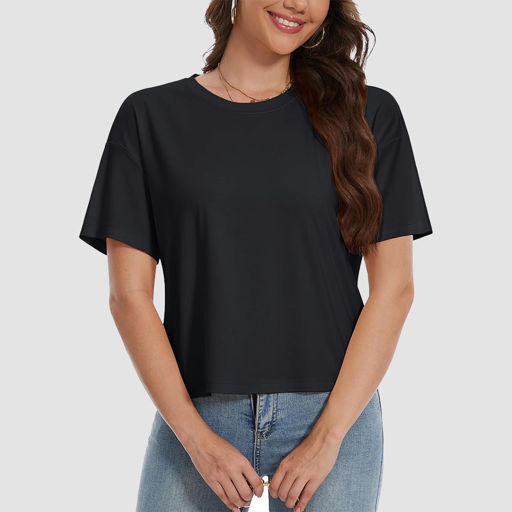 【New In】Women's Cotton UPF 50+ Summer Crop Top T-Shirt - veyora