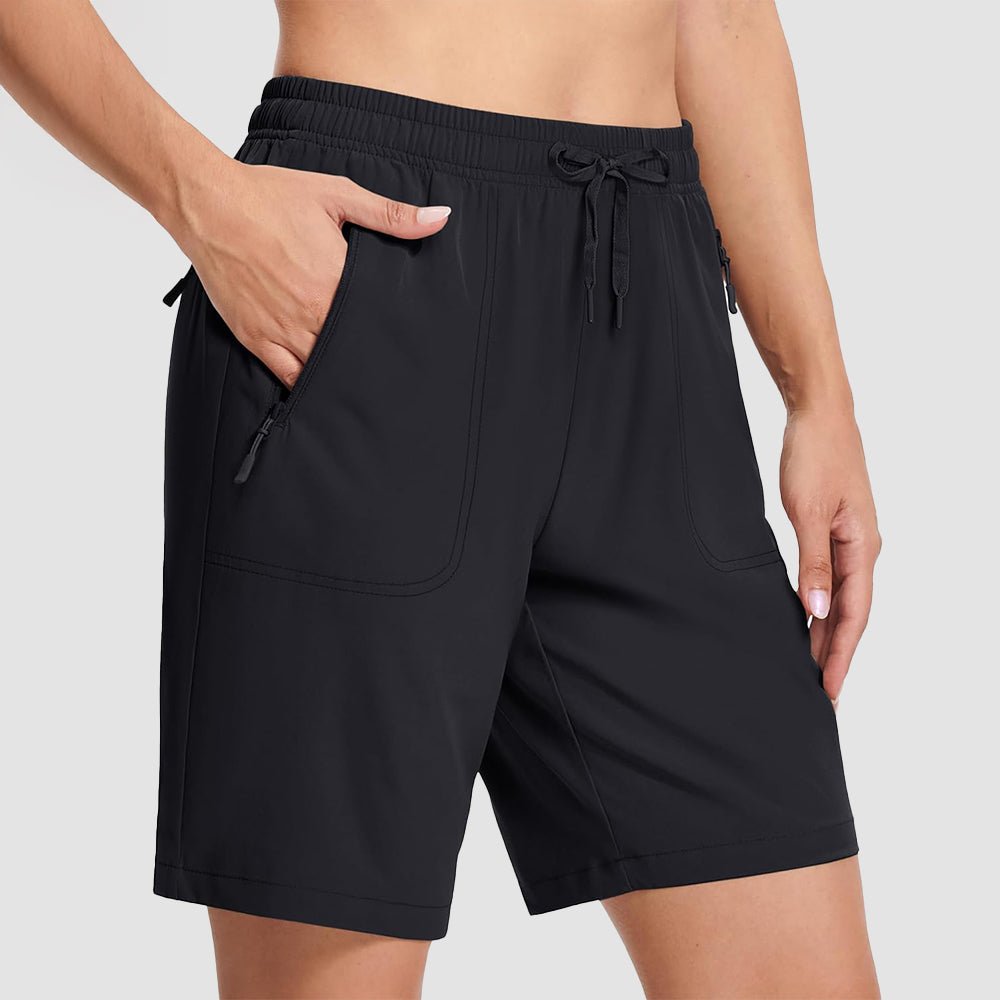 【New In】 Women’s 8 Inch Water‑Resistant Hiking Golf Shorts 3 Zipper Pockets - veyora