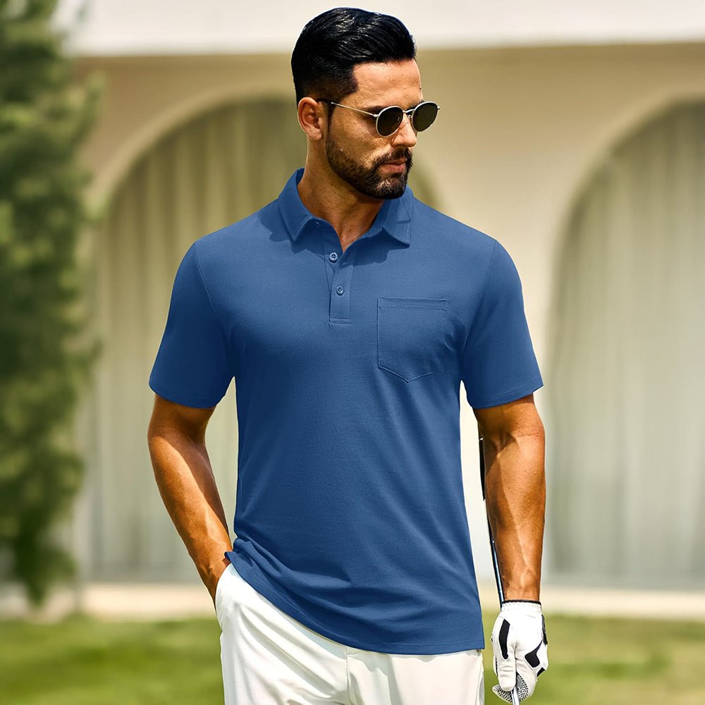 Men's Cotton Polo Shirts - Breathable Short Sleeve Golf Tee - veyora