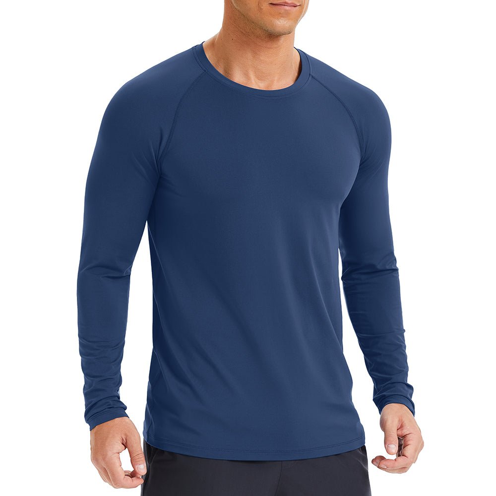 Men's Long Sleeve Rash Guard UPF 50+ Athletic Swim Shirt - veyora