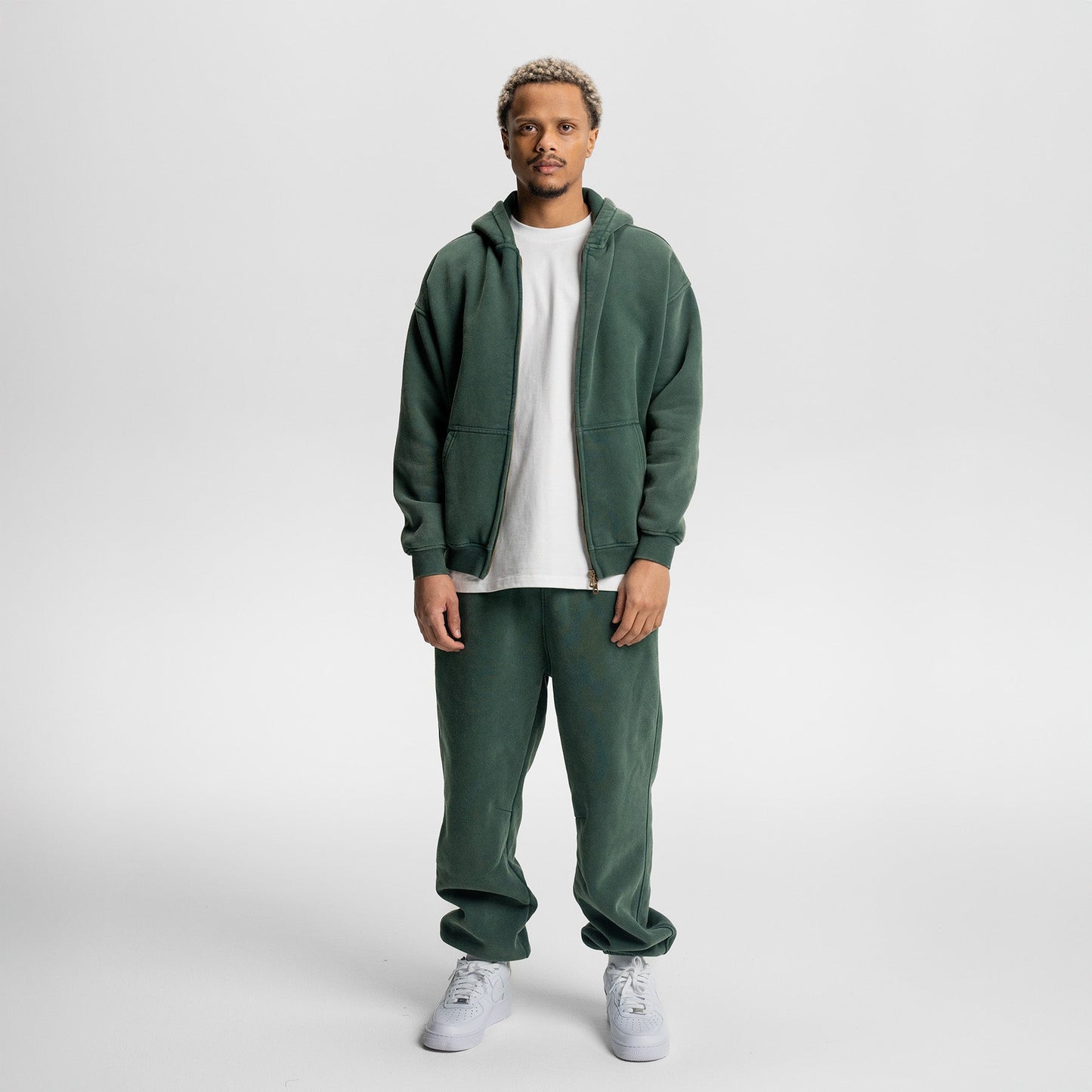 Loose Fit Washed Zip Up Hoodie