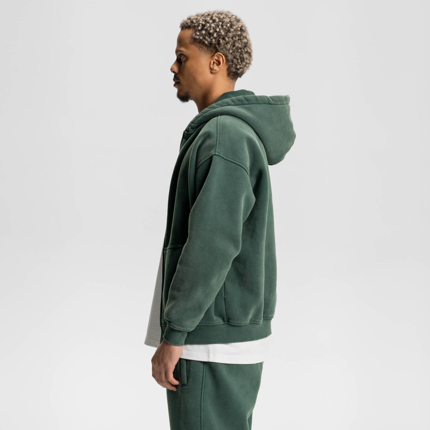 Loose Fit Washed Zip Up Hoodie