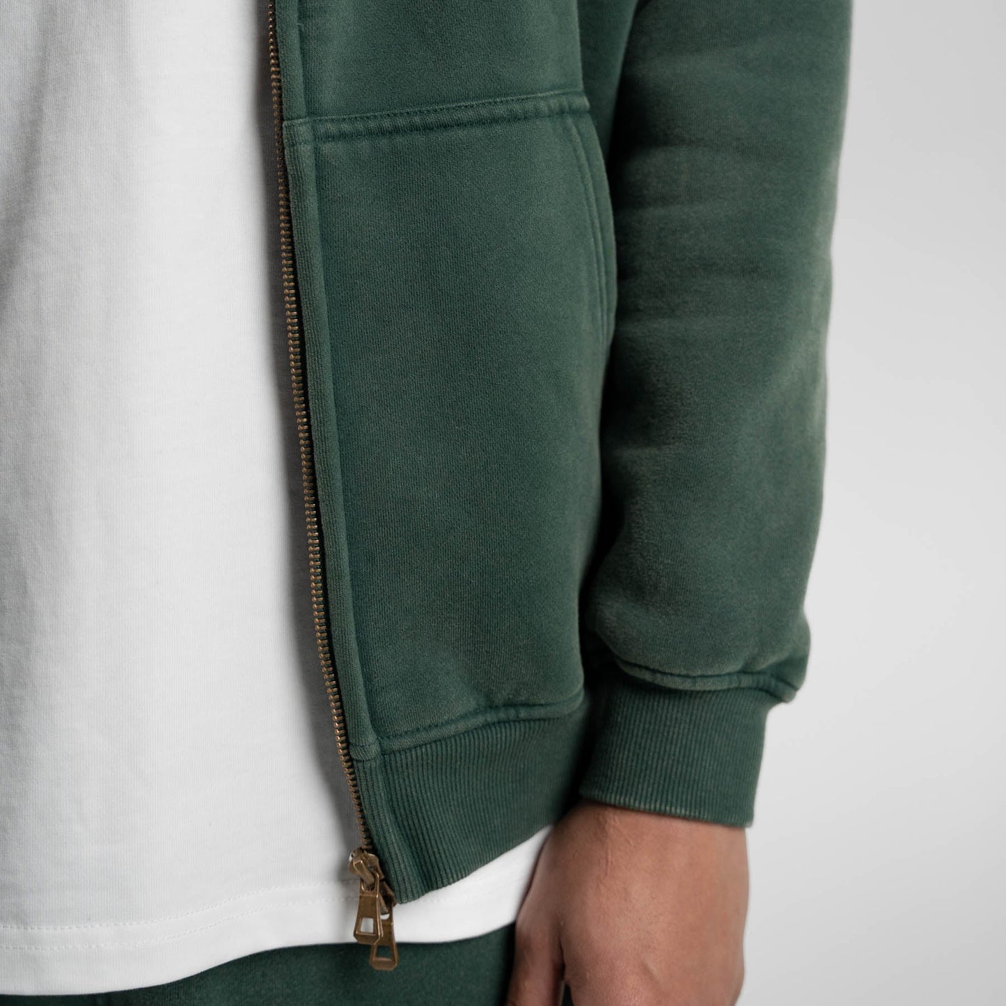 Loose Fit Washed Zip Up Hoodie