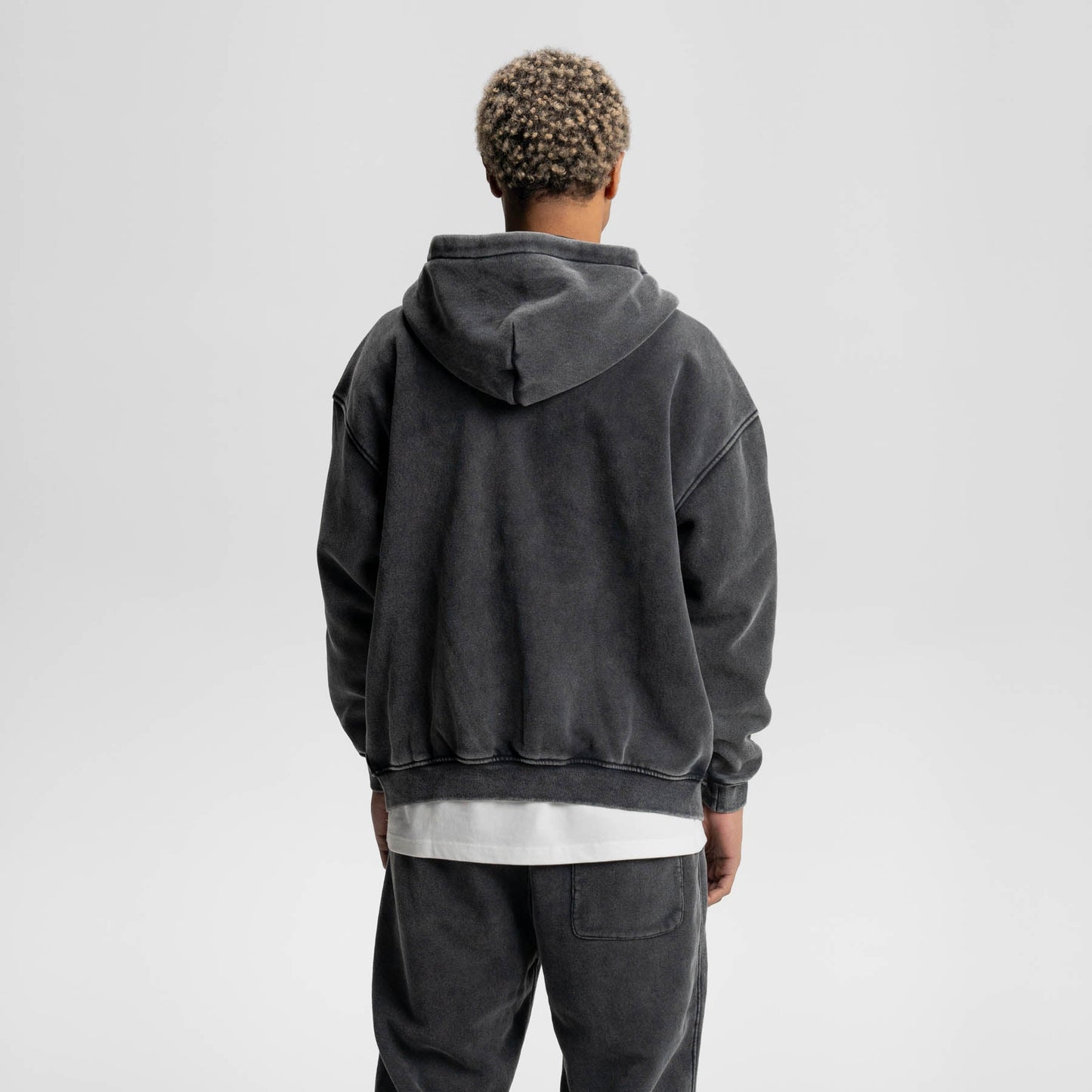 Loose Fit Washed Zip Up Hoodie