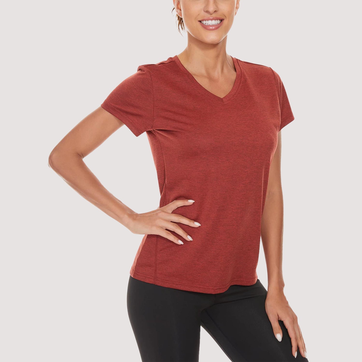 Women's Running T-Shirt Quick Dry V - Neck Yoga Top Tee Shirts - veyora