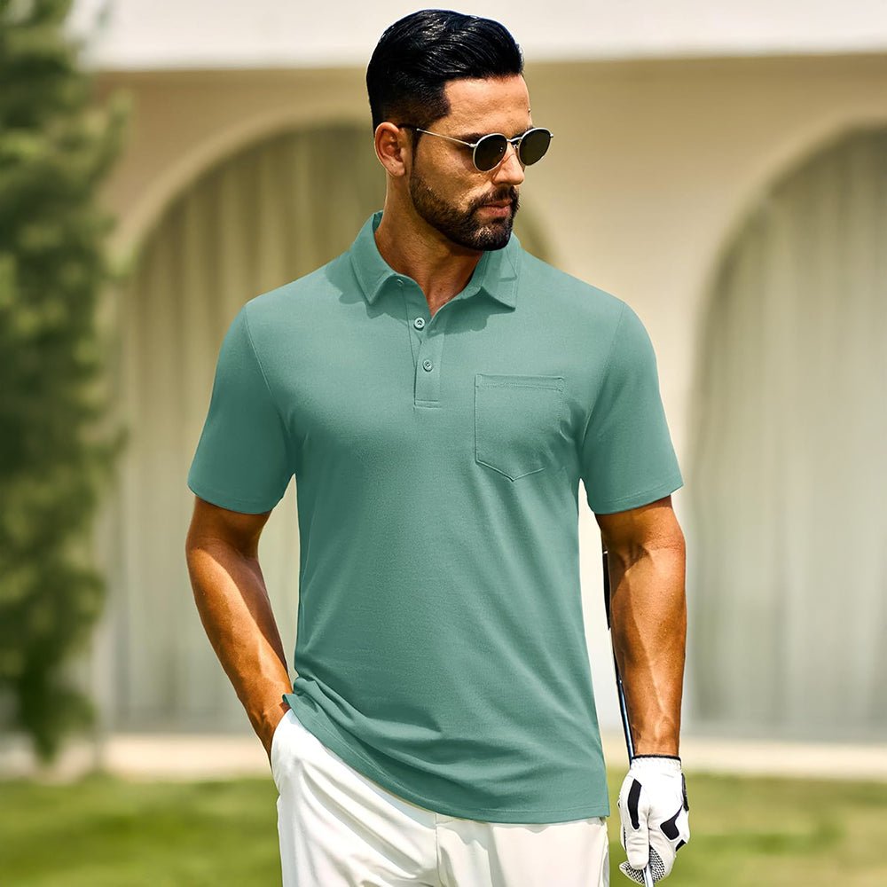 Men's Cotton Polo Shirts - Breathable Short Sleeve Golf Tee - veyora