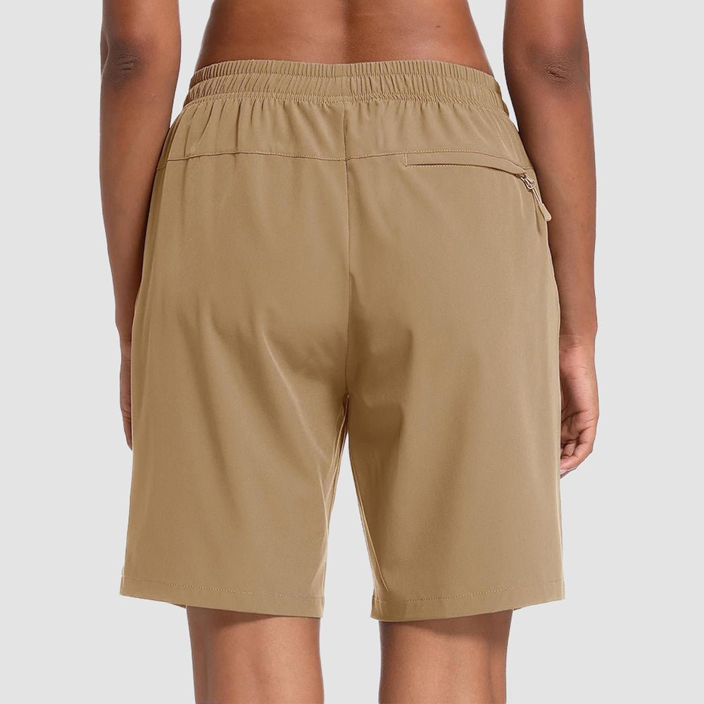 【New In】 Women’s 8 Inch Water‑Resistant Hiking Golf Shorts 3 Zipper Pockets - veyora