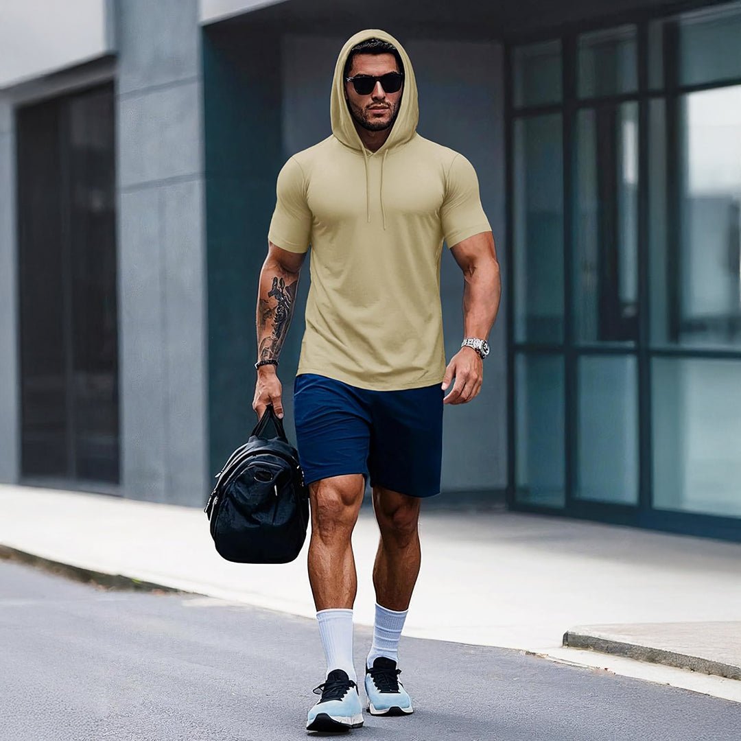 Mens Fashion Athletic Hoodies T-shirt Sport Sweatshirt Solid Color - veyora