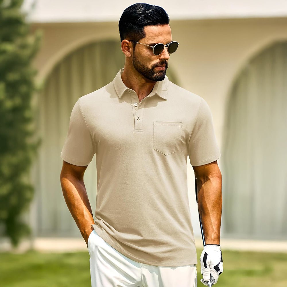 Men's Cotton Polo Shirts - Breathable Short Sleeve Golf Tee - veyora