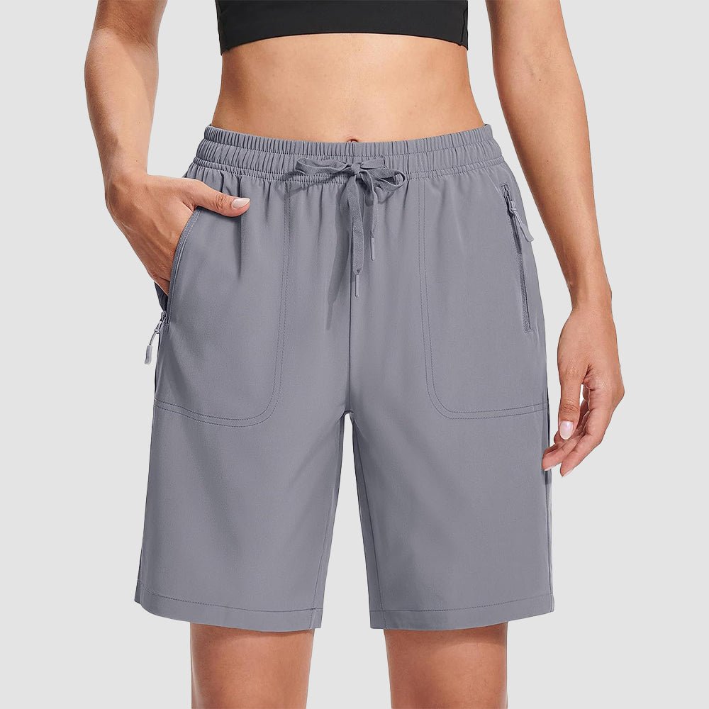 【New In】 Women’s 8 Inch Water‑Resistant Hiking Golf Shorts 3 Zipper Pockets - veyora