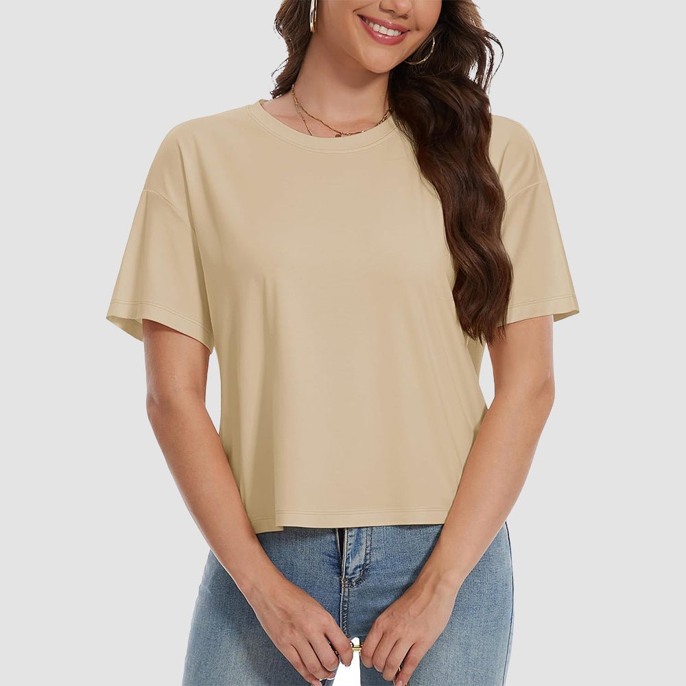 【New In】Women's Cotton UPF 50+ Summer Crop Top T-Shirt - veyora