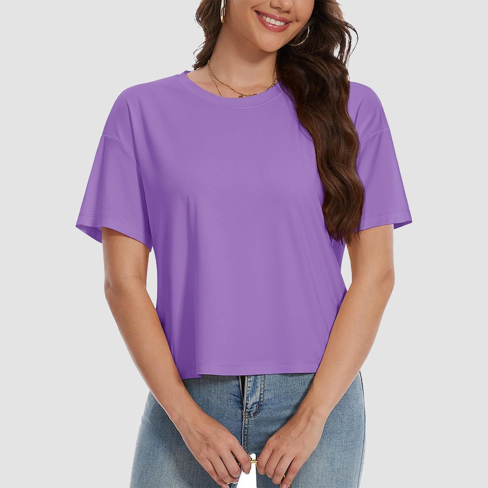 【New In】Women's Cotton UPF 50+ Summer Crop Top T-Shirt - veyora