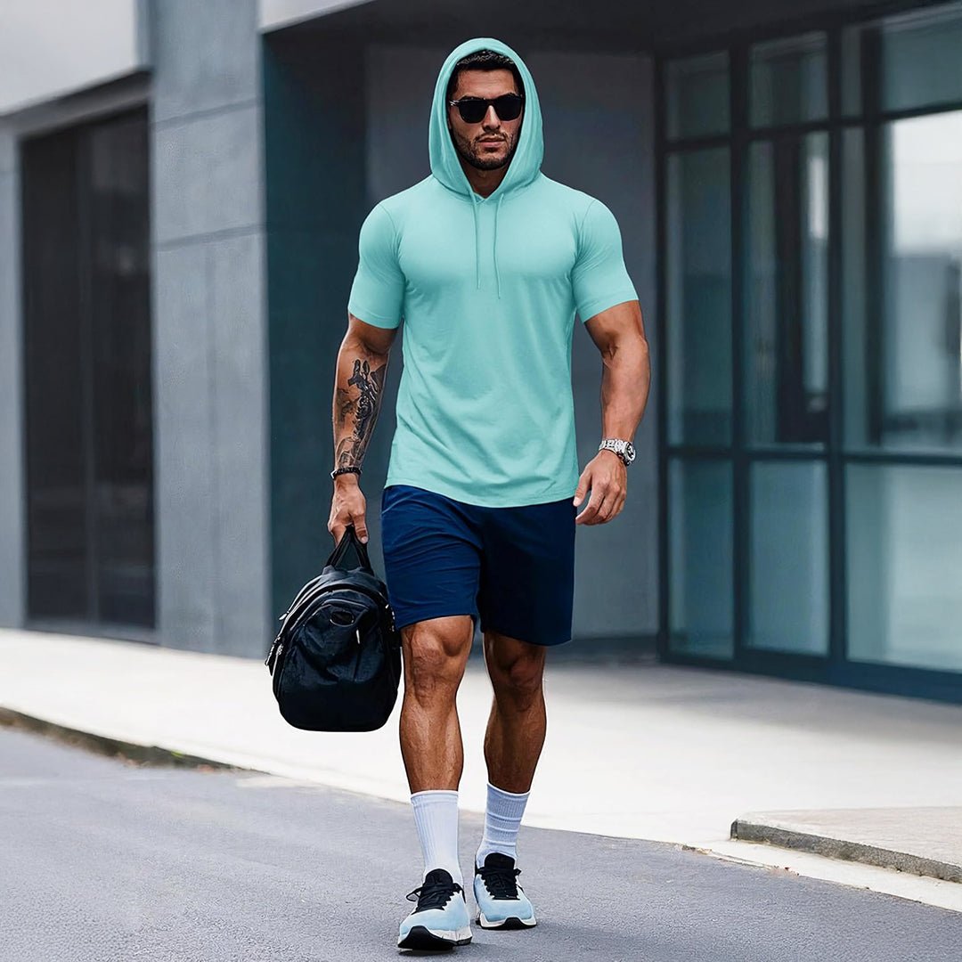 Mens Fashion Athletic Hoodies T-shirt Sport Sweatshirt Solid Color - veyora