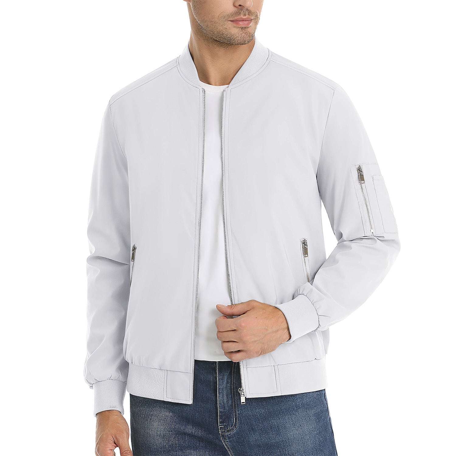 Men's Lightweight Zip-Up Bomber Jacket - Casual Windbreaker