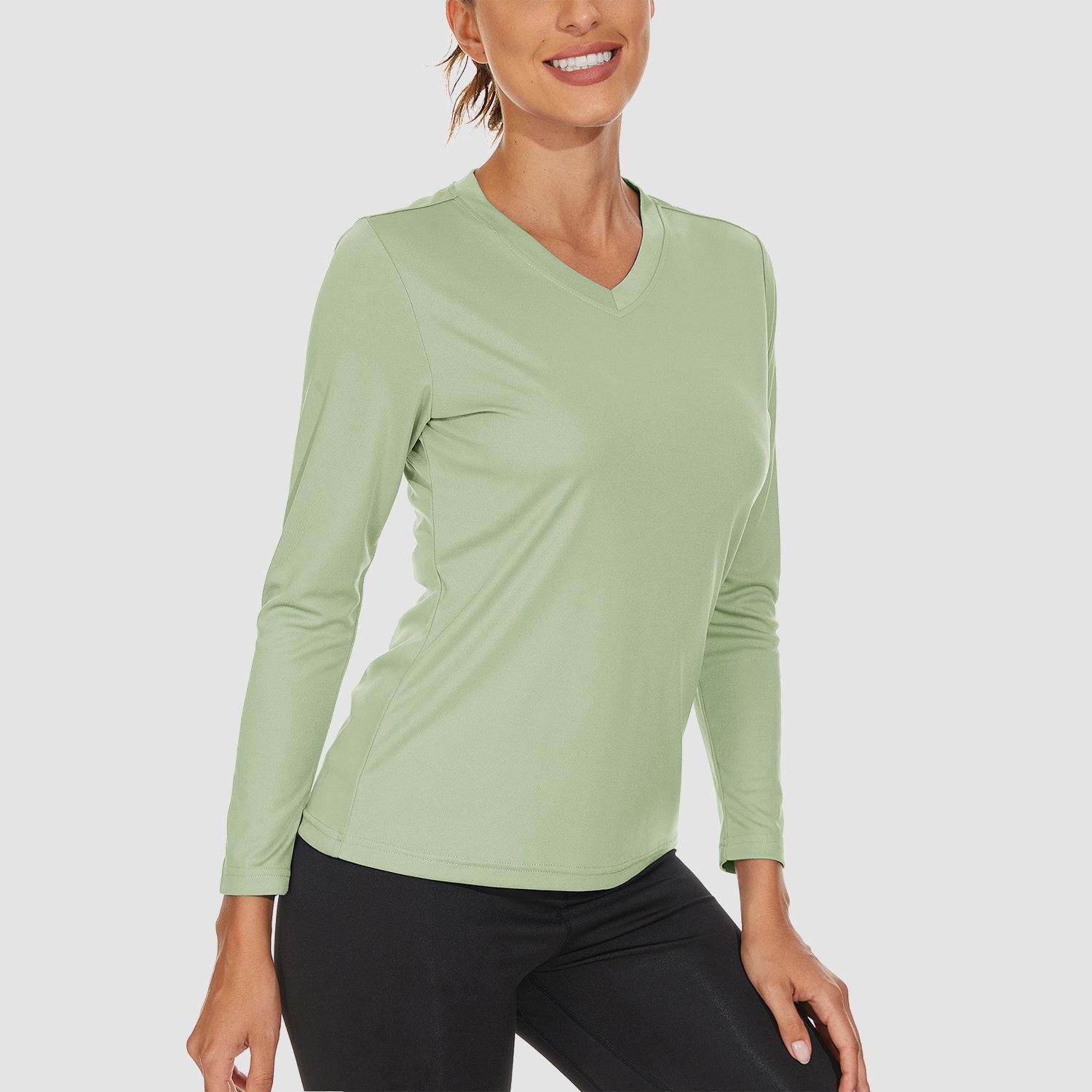 Women's Long Sleeve UPF 50+ V-Neck Hiking & Workout Shirt