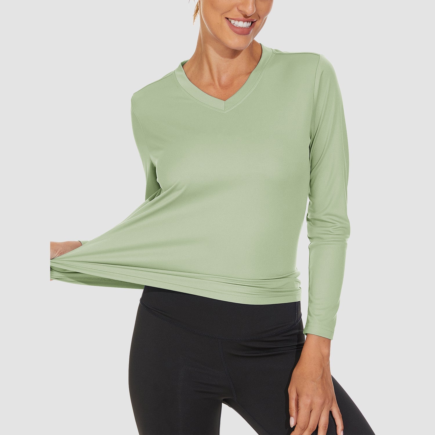 Women's Long Sleeve UPF 50+ V-Neck Hiking & Workout Shirt