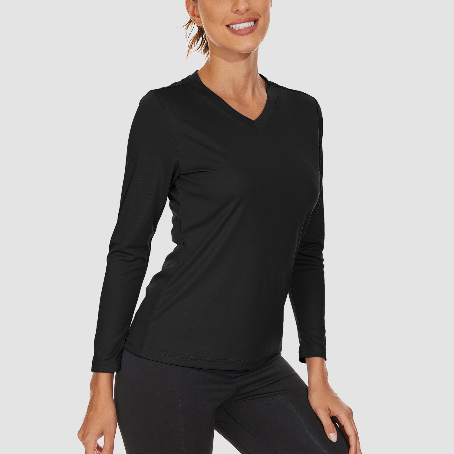 Women's Long Sleeve UPF 50+ V-Neck Hiking & Workout Shirt