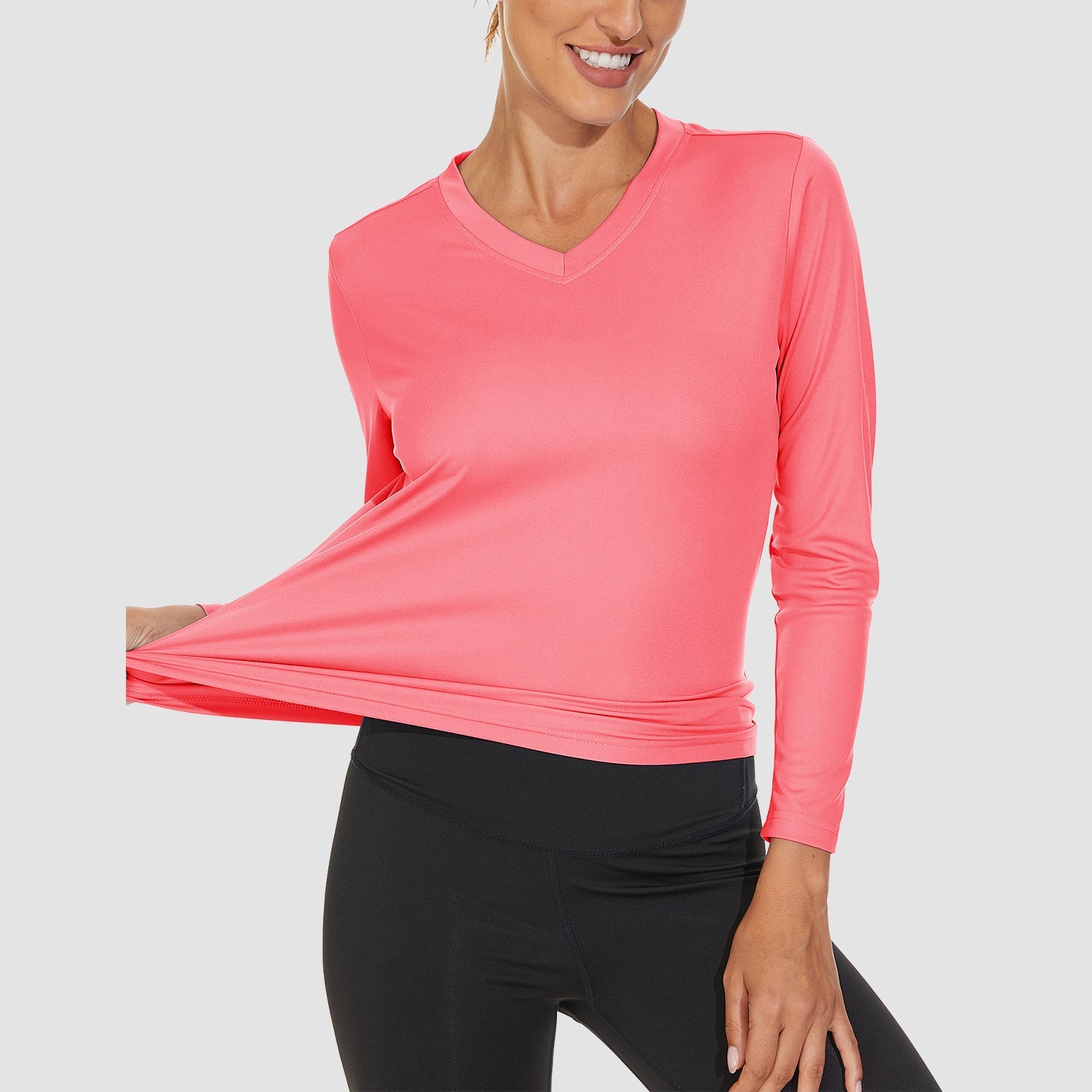 Women's Long Sleeve UPF 50+ V-Neck Hiking & Workout Shirt