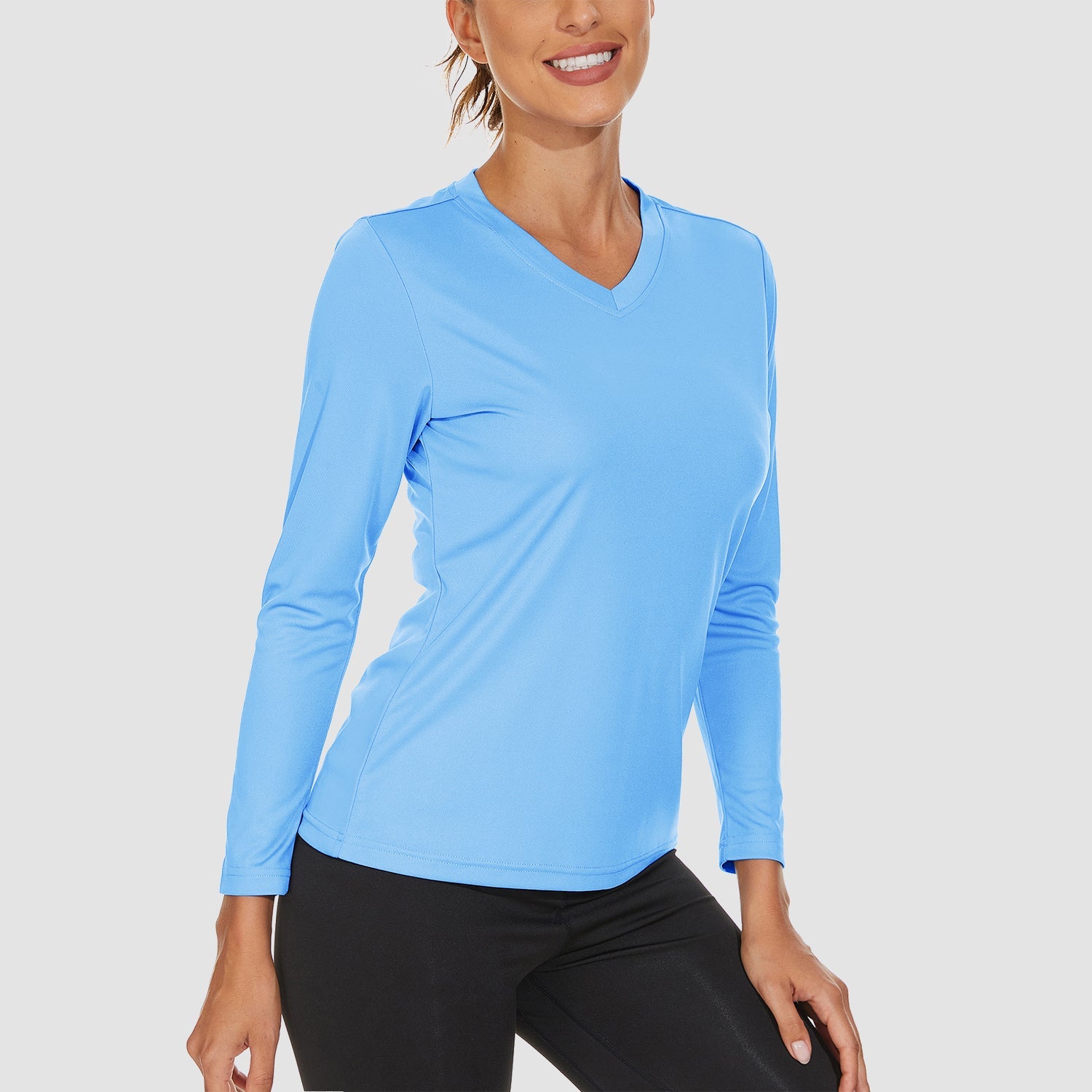 Women's Long Sleeve UPF 50+ V-Neck Hiking & Workout Shirt