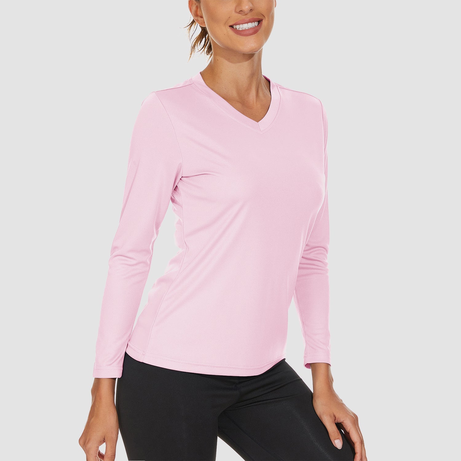 Women's Long Sleeve UPF 50+ V-Neck Hiking & Workout Shirt